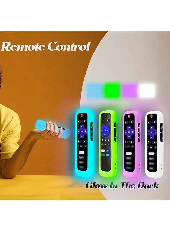 Blue Glow In The Dark Silicone Remote Cover With Lanyard For Roku TV Remote Control - Image 3